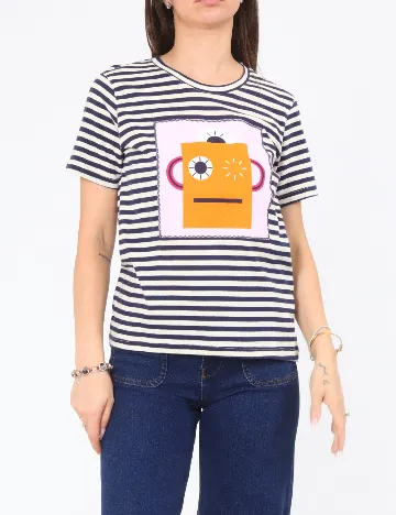Tricou Zara, alb/bleumarin