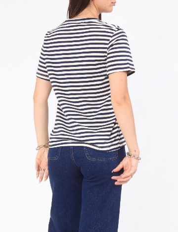 Tricou Zara, alb/bleumarin
