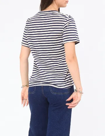 Tricou Zara, alb/bleumarin