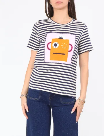 Tricou Zara, alb/bleumarin