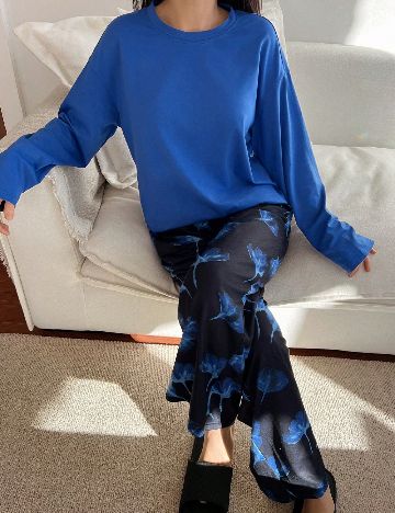 Pijama Dazy, albastru/negru