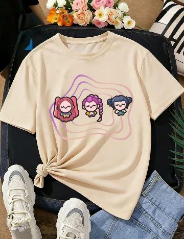 Tricou Shein Kids, crem