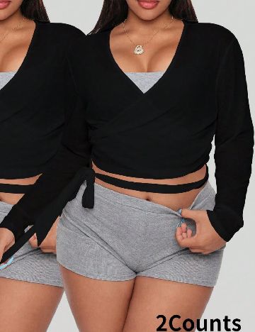 Set topuri 2 bucati SHEIN CURVE, negru