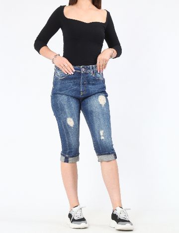 Pantaloni trei sferturi Bershka, albastru