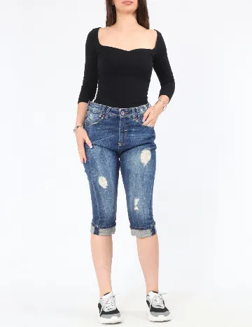Pantaloni trei sferturi Bershka, albastru
