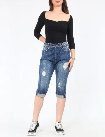Pantaloni trei sferturi Bershka, albastru