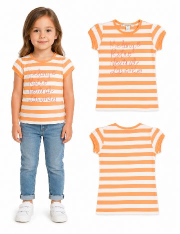 Tricou Zara, alb/portocaliu