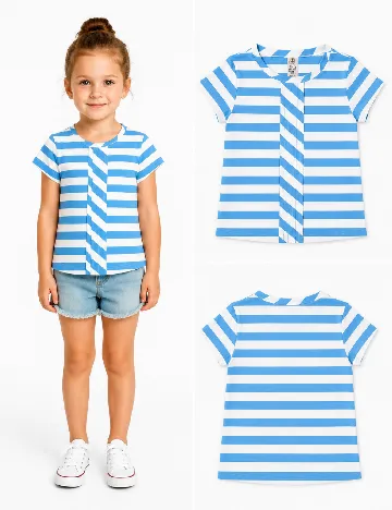 Tricou Zara, albastru/alb
