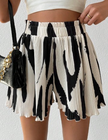 Pantaloni scurti SHEIN, alb/negru