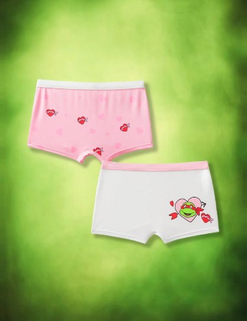Set Boxeri 2 perechi Shein Kids, alb/roz