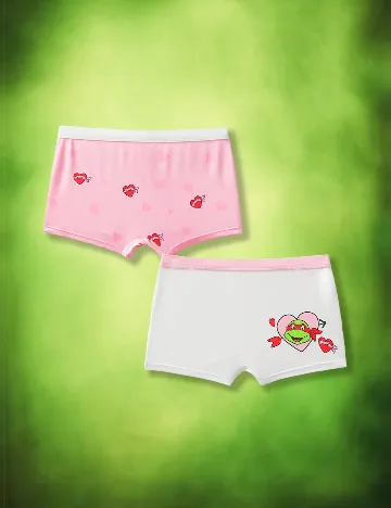 Set Boxeri 2 perechi Shein Kids, alb/roz