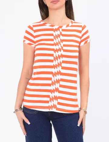 Tricou Zara, portocaliu/alb