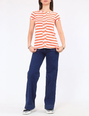 Tricou Zara, portocaliu/alb