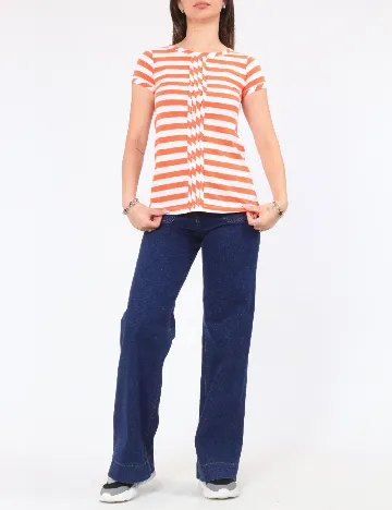Tricou Zara, portocaliu/alb