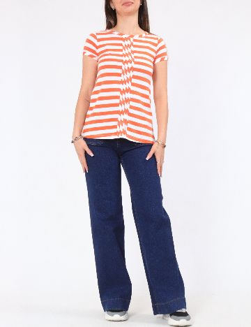 Tricou Zara, portocaliu/alb
