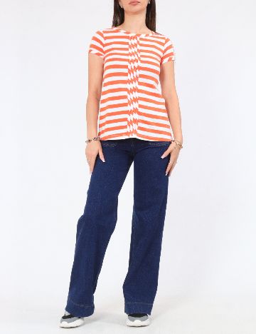 Tricou Zara, portocaliu/alb