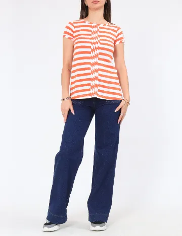 Tricou Zara, portocaliu/alb