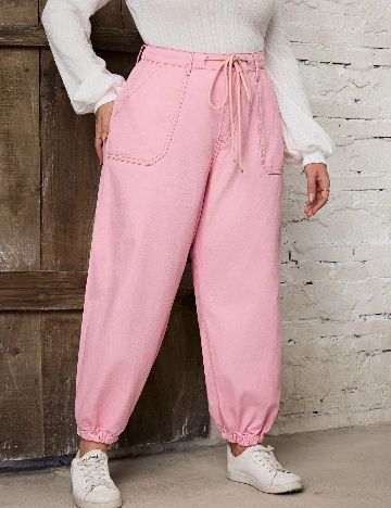 Pantaloni SHEIN CURVE, roz