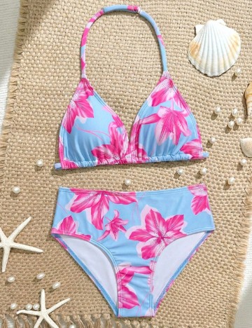 Costum de baie Shein Kids, roz/albastru