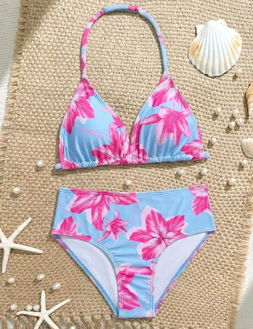 Costum de baie Shein Kids, roz/albastru