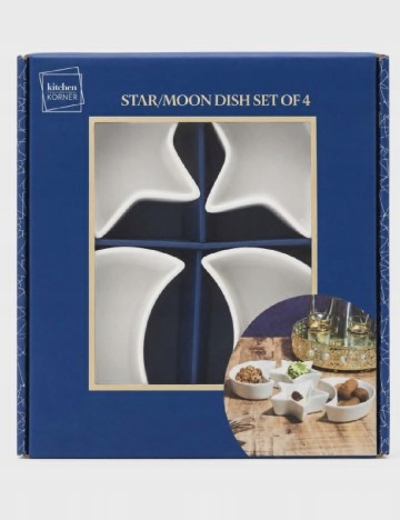Set boluri ceramice cu formă de stea și lună pentru gustări 4 bucati Kitchen Korner, alb