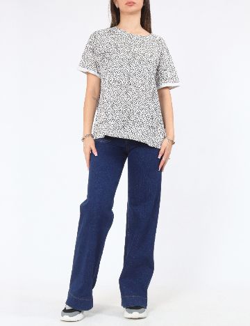 Tricou Oversize Zara, alb/negru