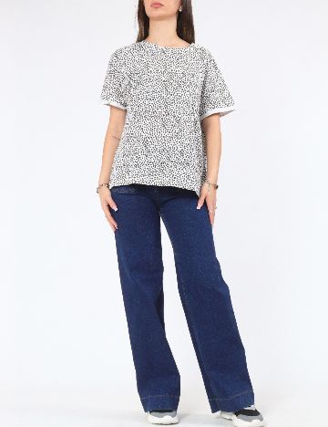 Tricou Oversize Zara, alb/negru