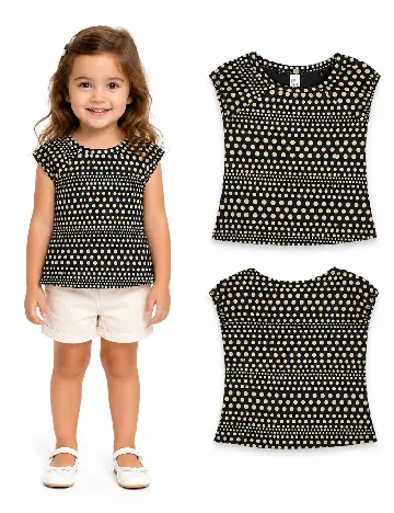 Tricou Zara, negru/crem