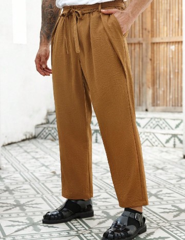 Pantaloni SHEIN Plus Size Men, maro