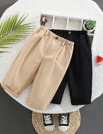 Set pantaloni 2 perechi Shein Kids, negru/crem