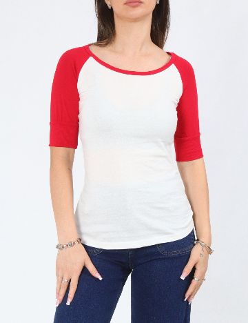 Bluza Bershka, alb/rosu