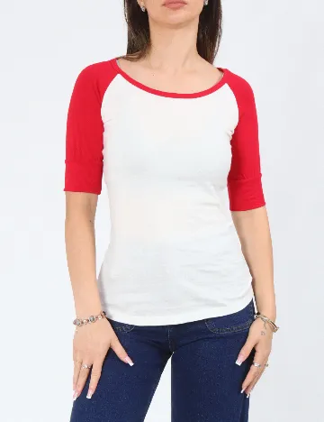 Bluza Bershka, alb/rosu