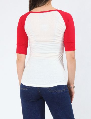 Bluza Bershka, alb/rosu