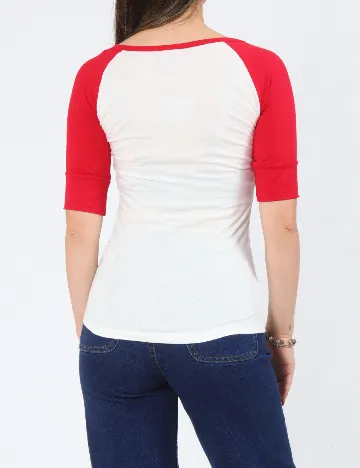 Bluza Bershka, alb/rosu