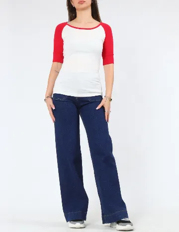 Bluza Bershka, alb/rosu