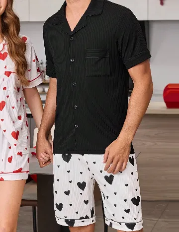 Pijama SHEIN, alb/negru