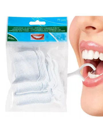 Set scobitori cu ata dentara, 75 bucati ACTION, alb