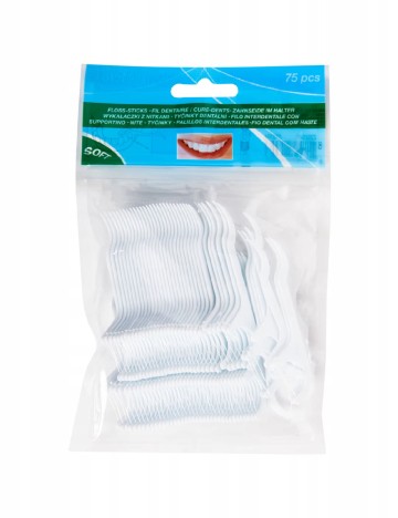 Set scobitori cu ata dentara, 75 bucati ACTION, alb