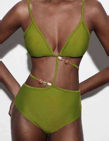 Costum de baie SHEIN, verde
