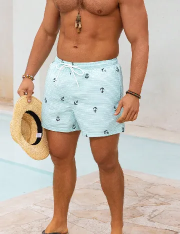 Short de baie SHEIN, verde/alb
