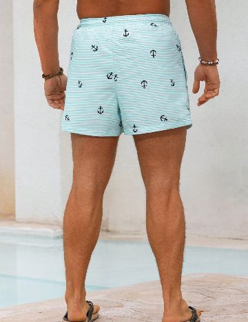 Short de baie SHEIN, verde/alb