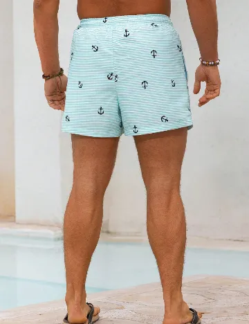Short de baie SHEIN, verde/alb