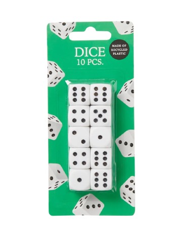 Set zaruri 10 bucati DLP Industry, alb/negru