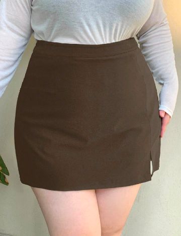 Fusta pantalon Dazy Plus Size, maro
