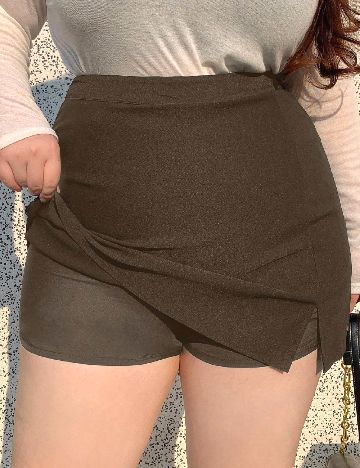 Fusta pantalon Dazy Plus Size, maro