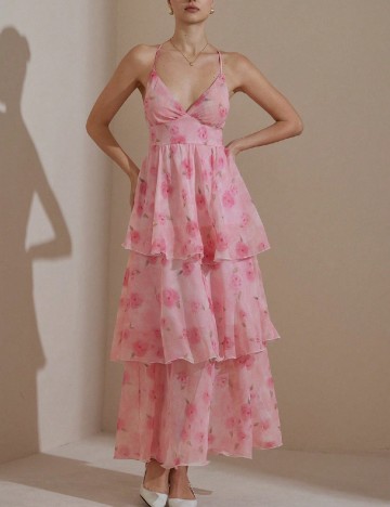 Rochie lunga Aveloria, roz