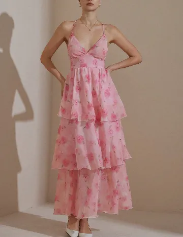 Rochie lunga Aveloria, roz