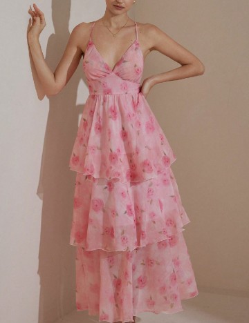 Rochie lunga Aveloria, roz