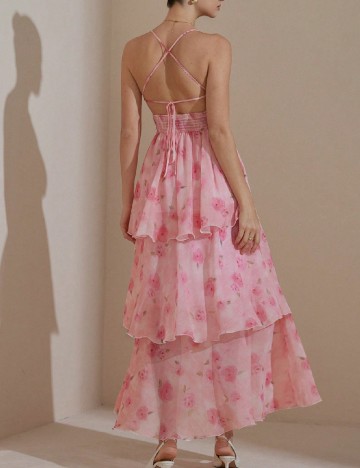 Rochie lunga Aveloria, roz