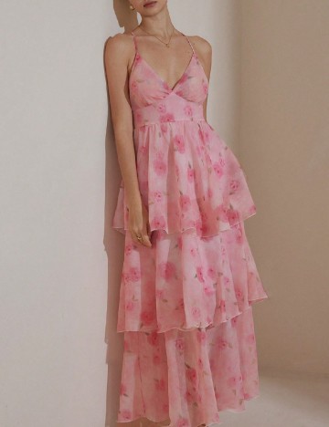 Rochie lunga Aveloria, roz